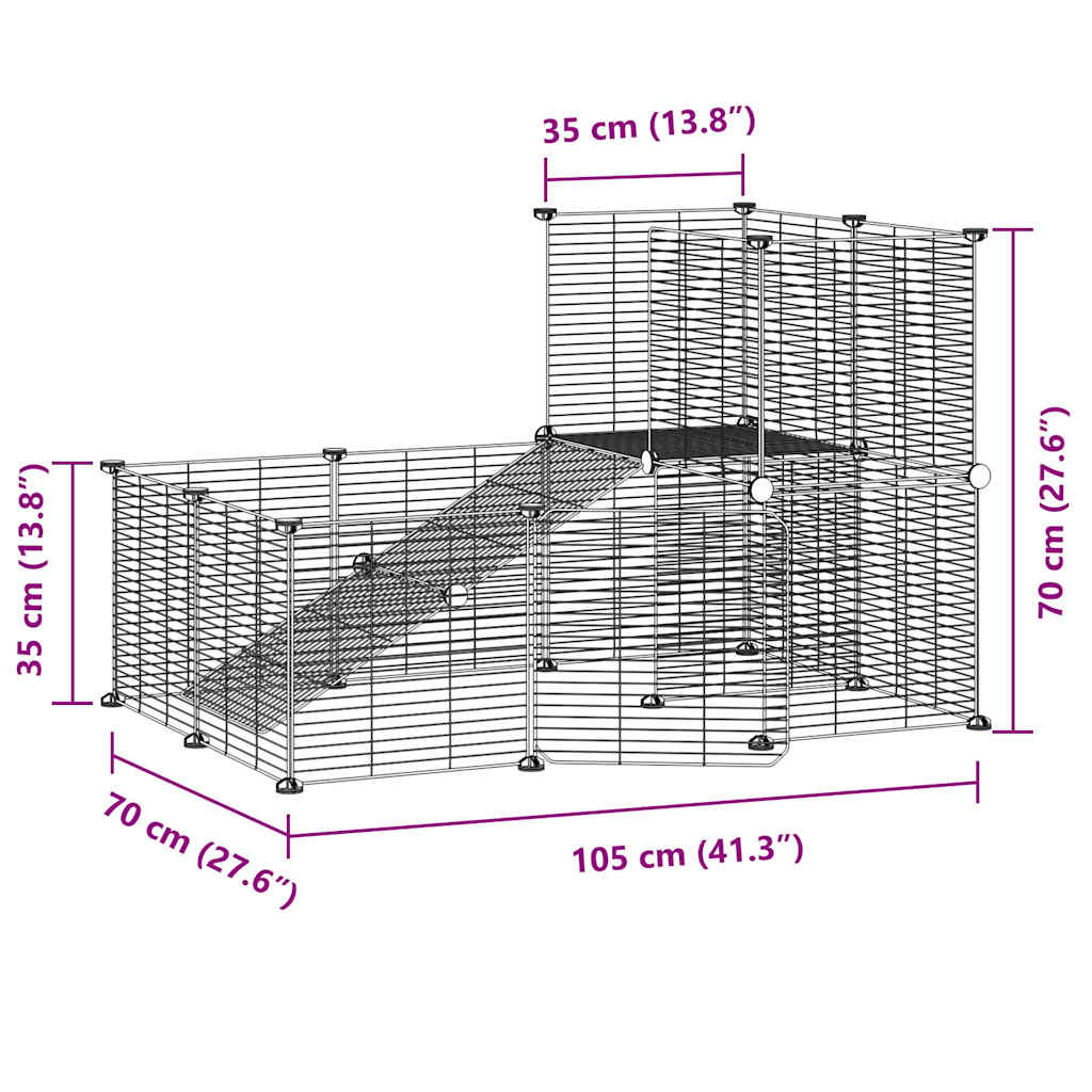 8720287190943_g_en_hd_2 vidaXL 20-Panel Pet Cage with Door Black 35x35 cm Steel - Image 4
