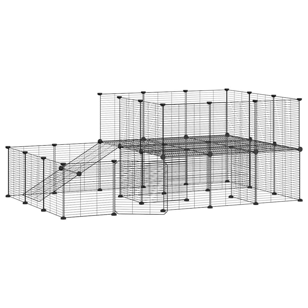 8720287190967_a_en_hd_1 vidaXL 44-Panel Pet Cage with Door Black 35x35 cm Steel - Image 2