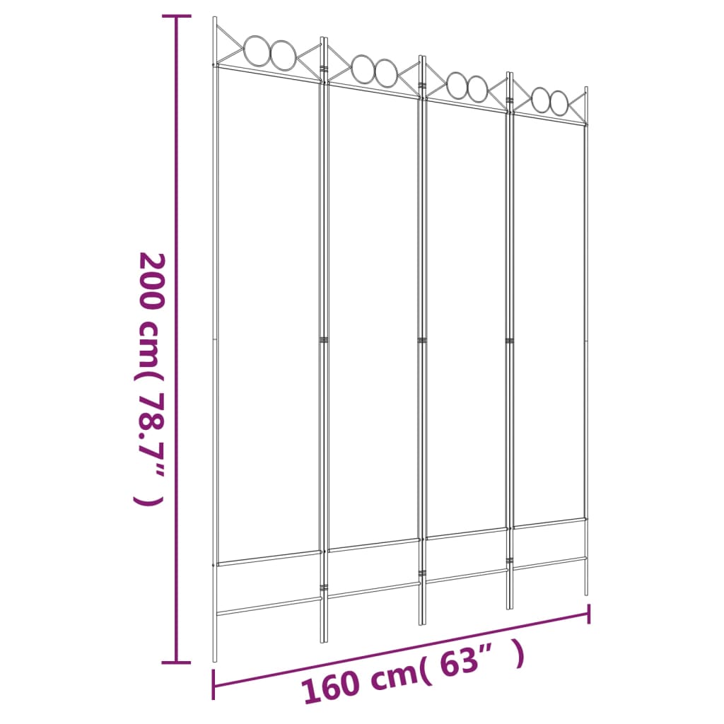 8720287195504_g_en_hd_6 vidaXL 4-Panel Room Divider Anthracite 160x200 cm Fabric - Image 8