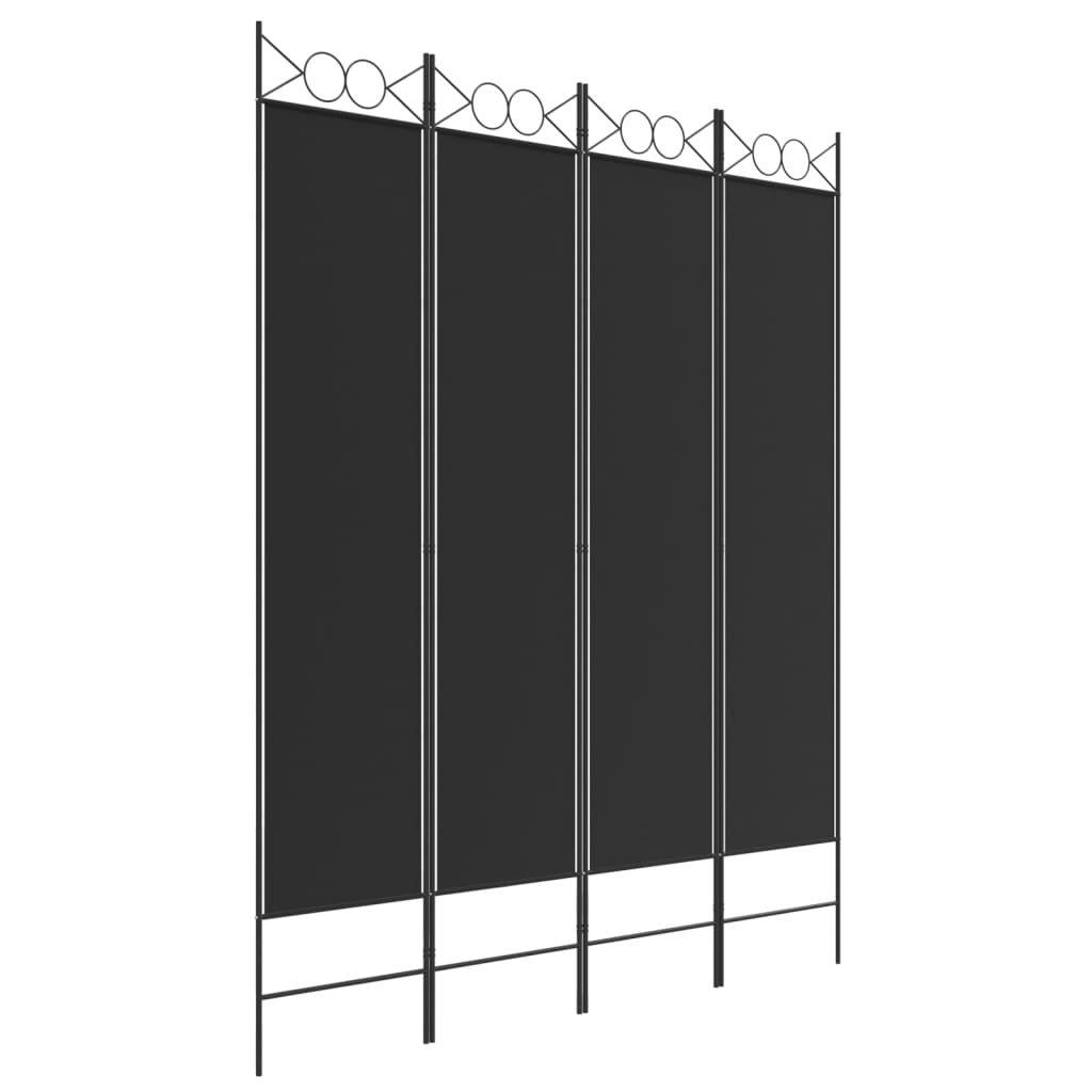 8720287195511_a_en_hd_1 vidaXL 4-Panel Room Divider Black 160x200 cm Fabric - Image 2