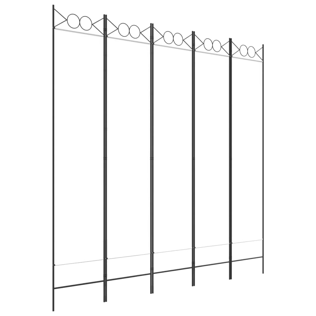 8720287195528_a_en_hd_1 vidaXL 5-Panel Room Divider White 200x200 cm Fabric - Image 2