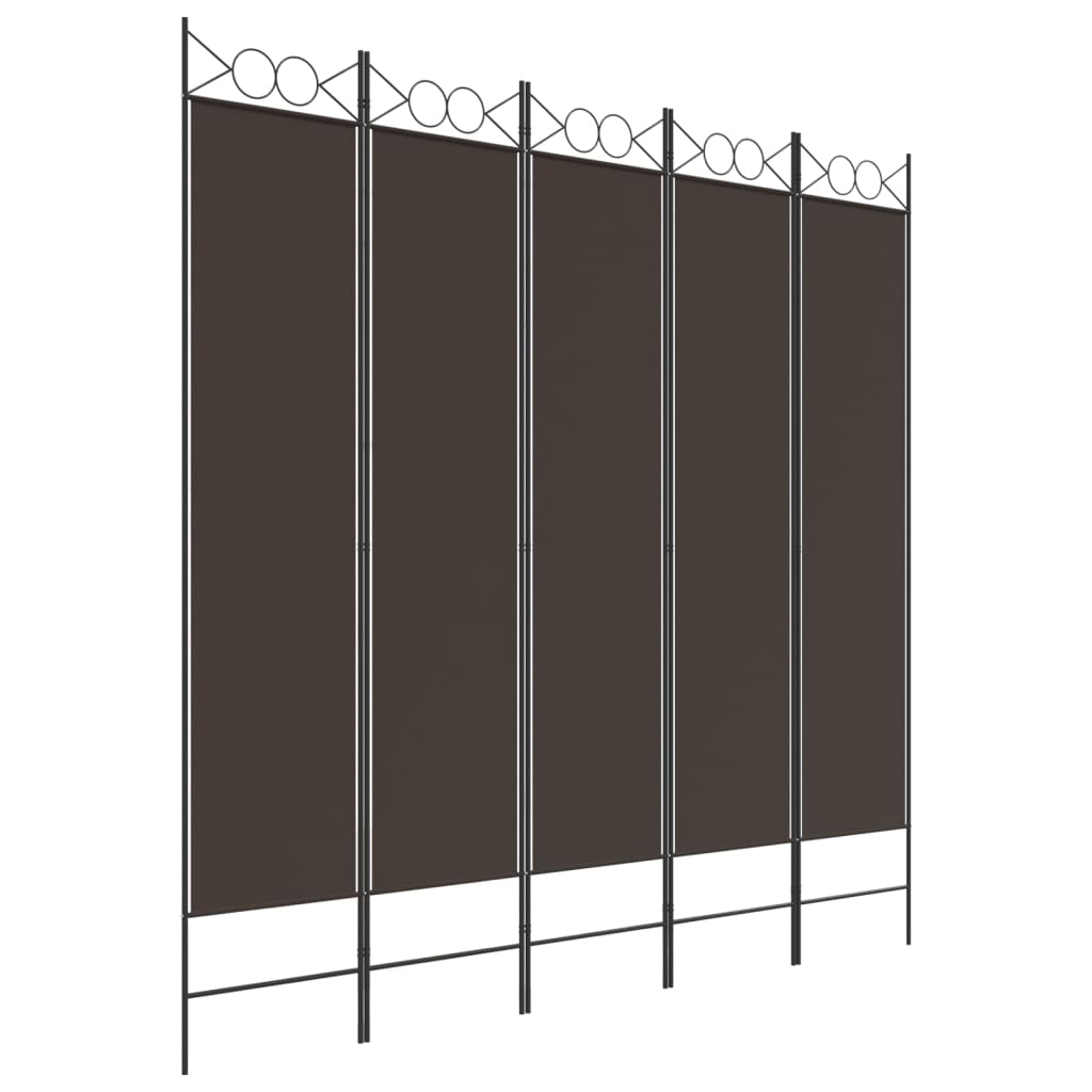 8720287195535_a_en_hd_1 vidaXL 5-Panel Room Divider Brown 200x200 cm Fabric - Image 2
