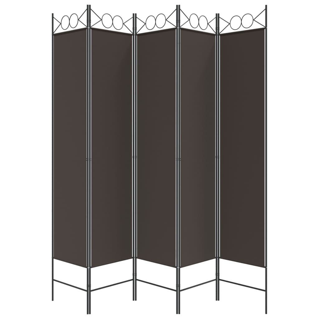 8720287195535_g_en_hd_1 vidaXL 5-Panel Room Divider Brown 200x200 cm Fabric - Image 3