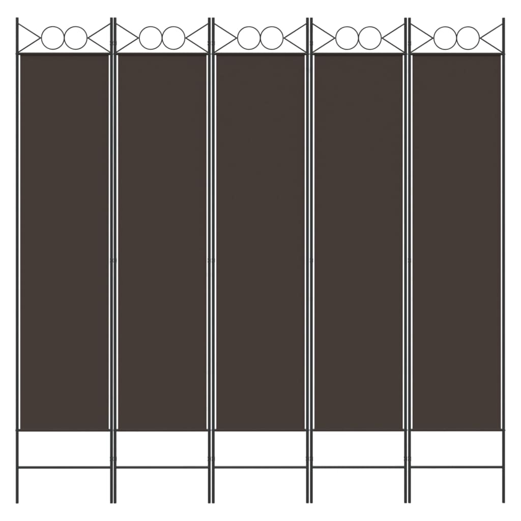 8720287195535_g_en_hd_2 vidaXL 5-Panel Room Divider Brown 200x200 cm Fabric - Image 4
