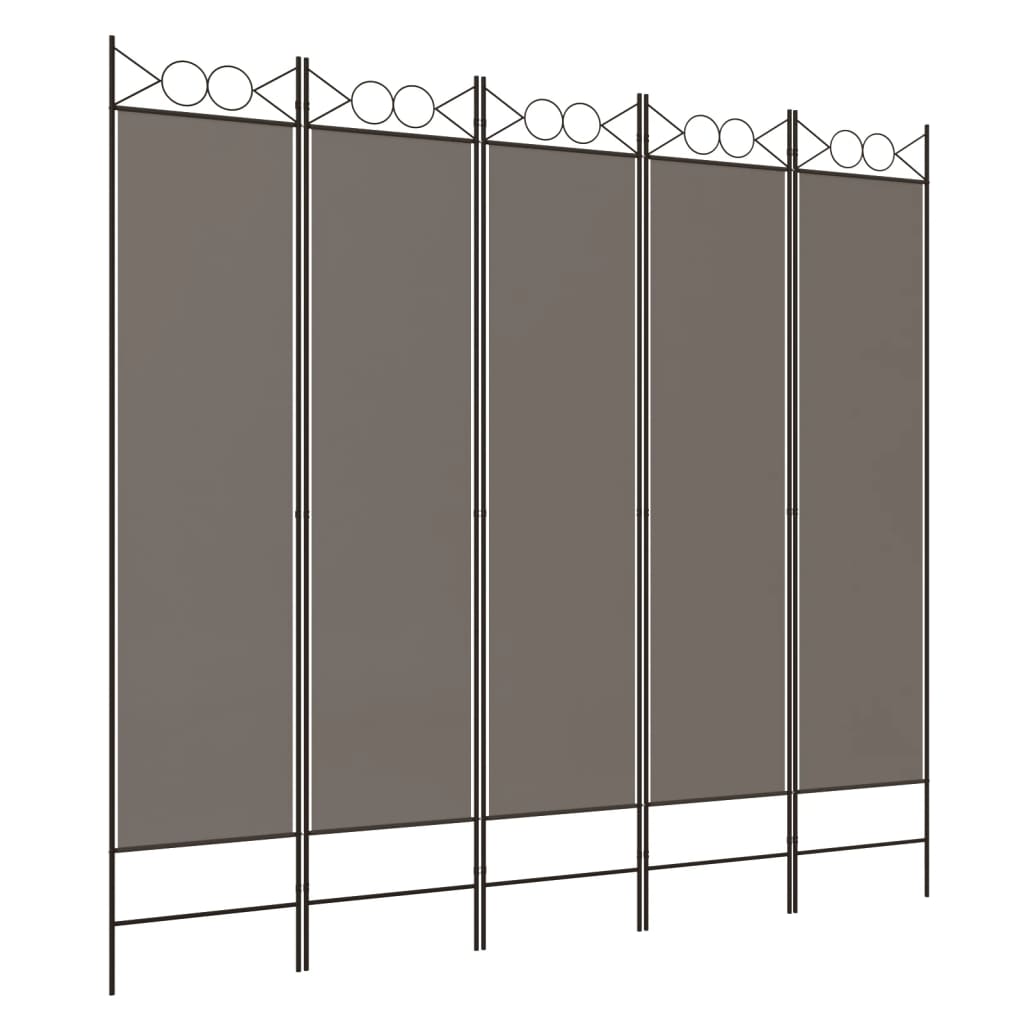 8720287195542_a_en_hd_1 vidaXL 5-Panel Room Divider Anthracite 200x200 cm Fabric - Image 2