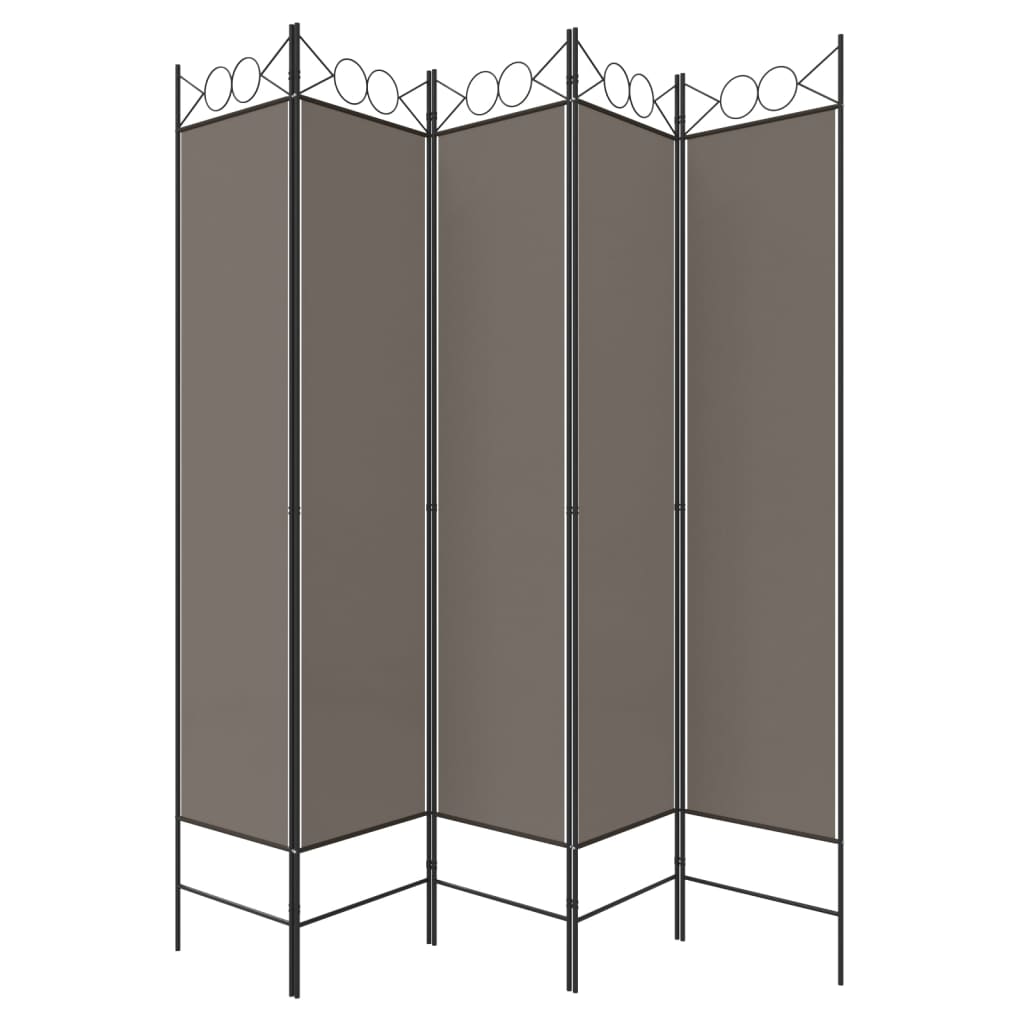 8720287195542_g_en_hd_3 vidaXL 5-Panel Room Divider Anthracite 200x200 cm Fabric - Image 5