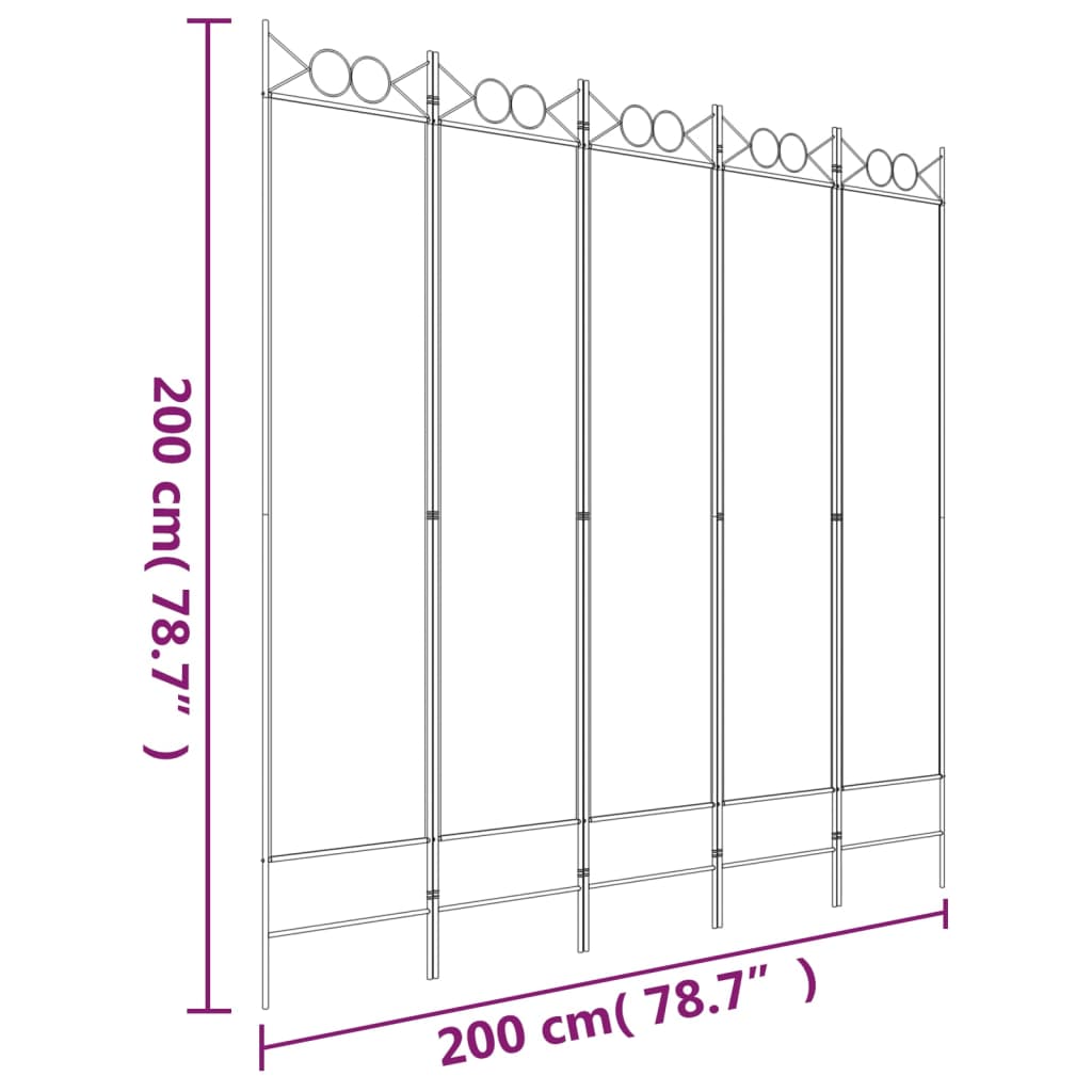 8720287195542_g_en_hd_6 vidaXL 5-Panel Room Divider Anthracite 200x200 cm Fabric - Image 8