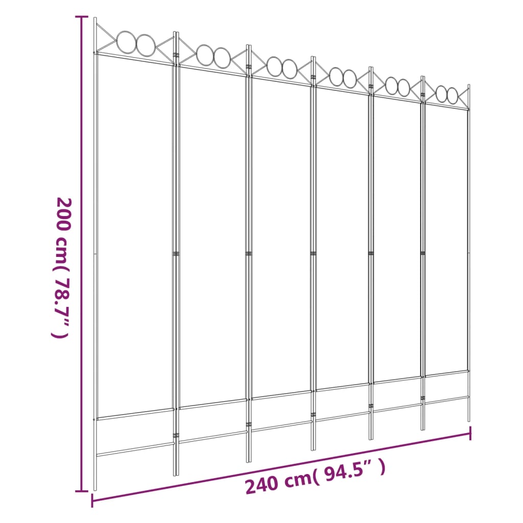 8720287195566_g_en_hd_6 vidaXL 6-Panel Room Divider White 240x200 cm Fabric - Image 8