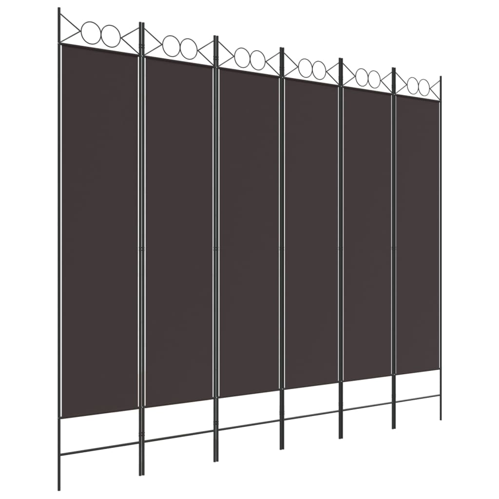 8720287195573_a_en_hd_1 vidaXL 6-Panel Room Divider Brown 240x200 cm Fabric - Image 2