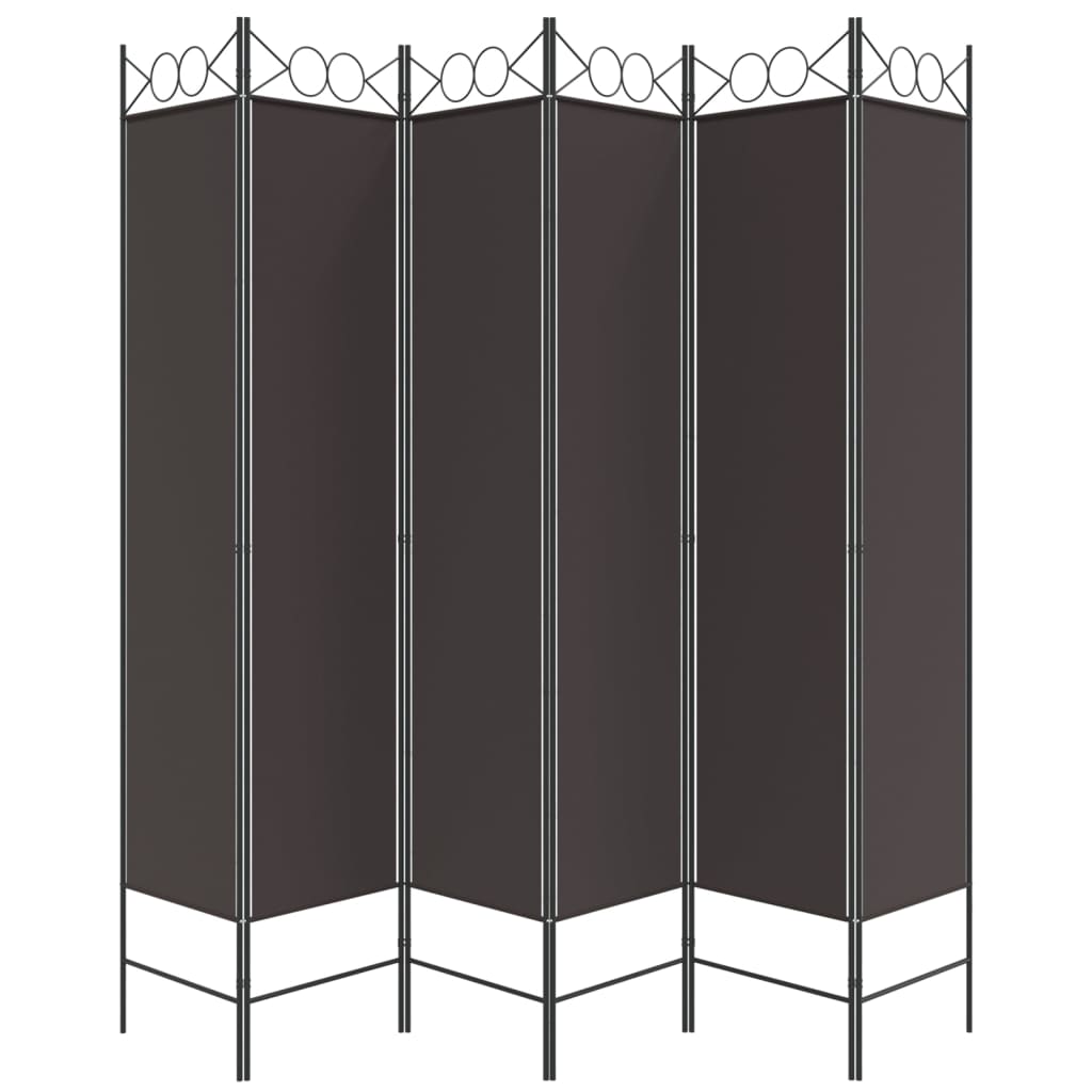 8720287195573_g_en_hd_2 vidaXL 6-Panel Room Divider Brown 240x200 cm Fabric - Image 4