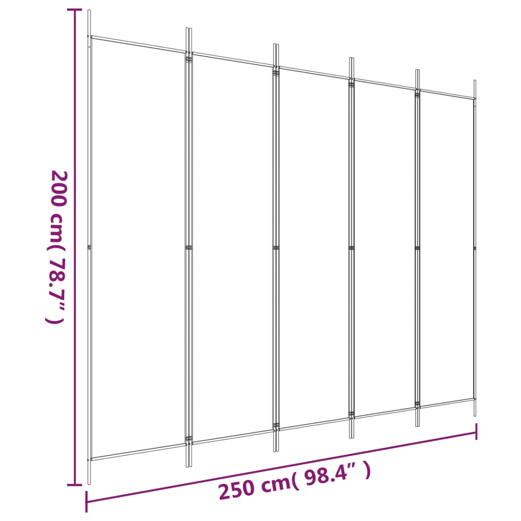 8720287195849_g_en_hd_6 vidaXL 5-Panel Room Divider White 250x200 cm Fabric - Image 8