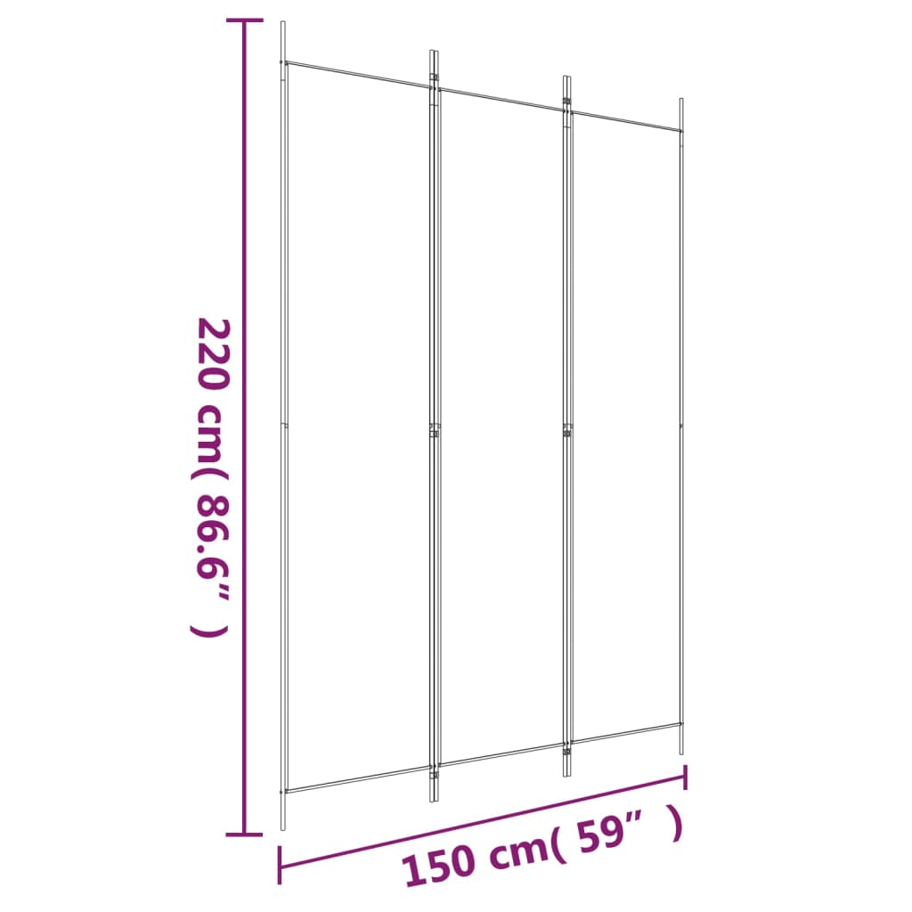 8720287195955_g_en_hd_6 vidaXL 3-Panel Room Divider Black 150x220 cm Fabric - Image 8