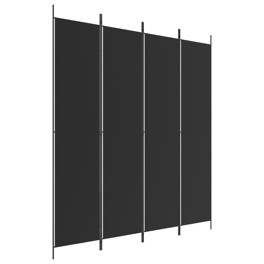 8720287195993_a_en_hd_1 vidaXL 4-Panel Room Divider Black 200x220 cm Fabric - Image 2