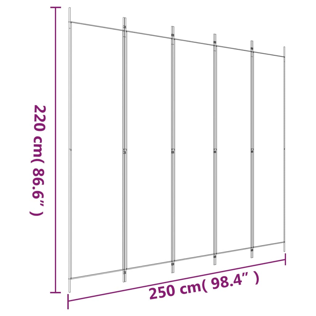 8720287196020_g_en_hd_6 vidaXL 5-Panel Room Divider Anthracite 250x220 cm Fabric - Image 8