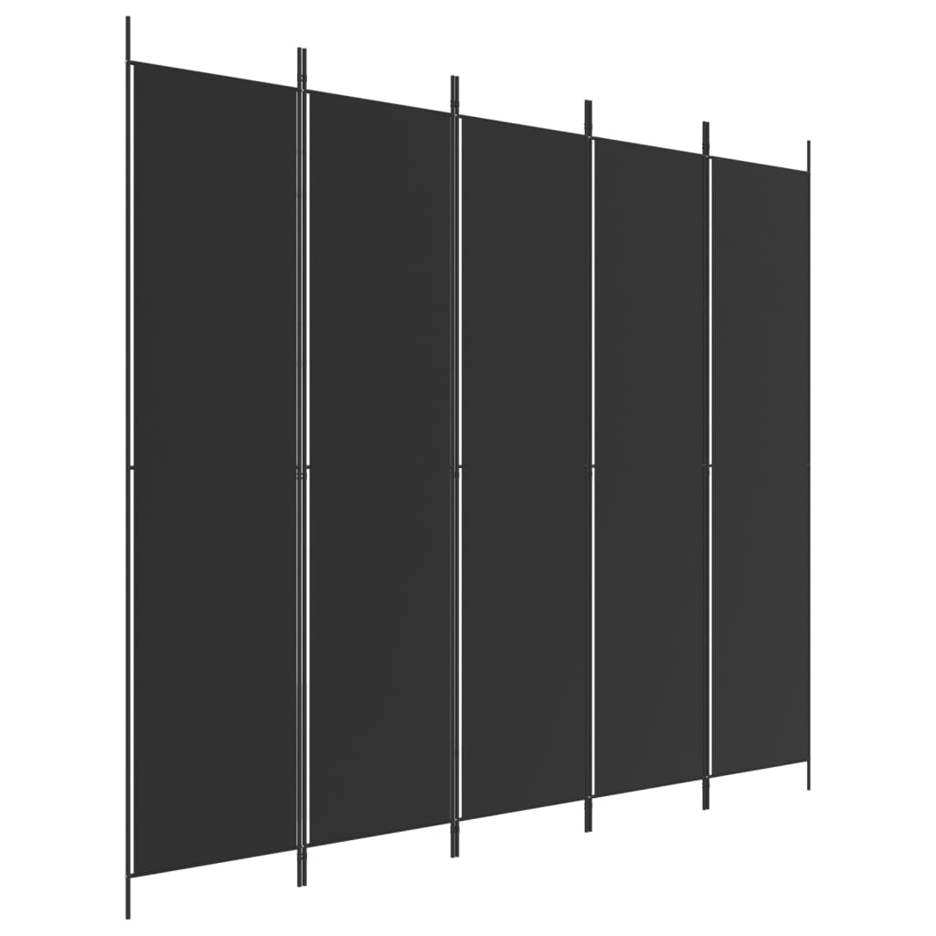 8720287196037_a_en_hd_1 vidaXL 5-Panel Room Divider Black 250x220 cm Fabric - Image 2