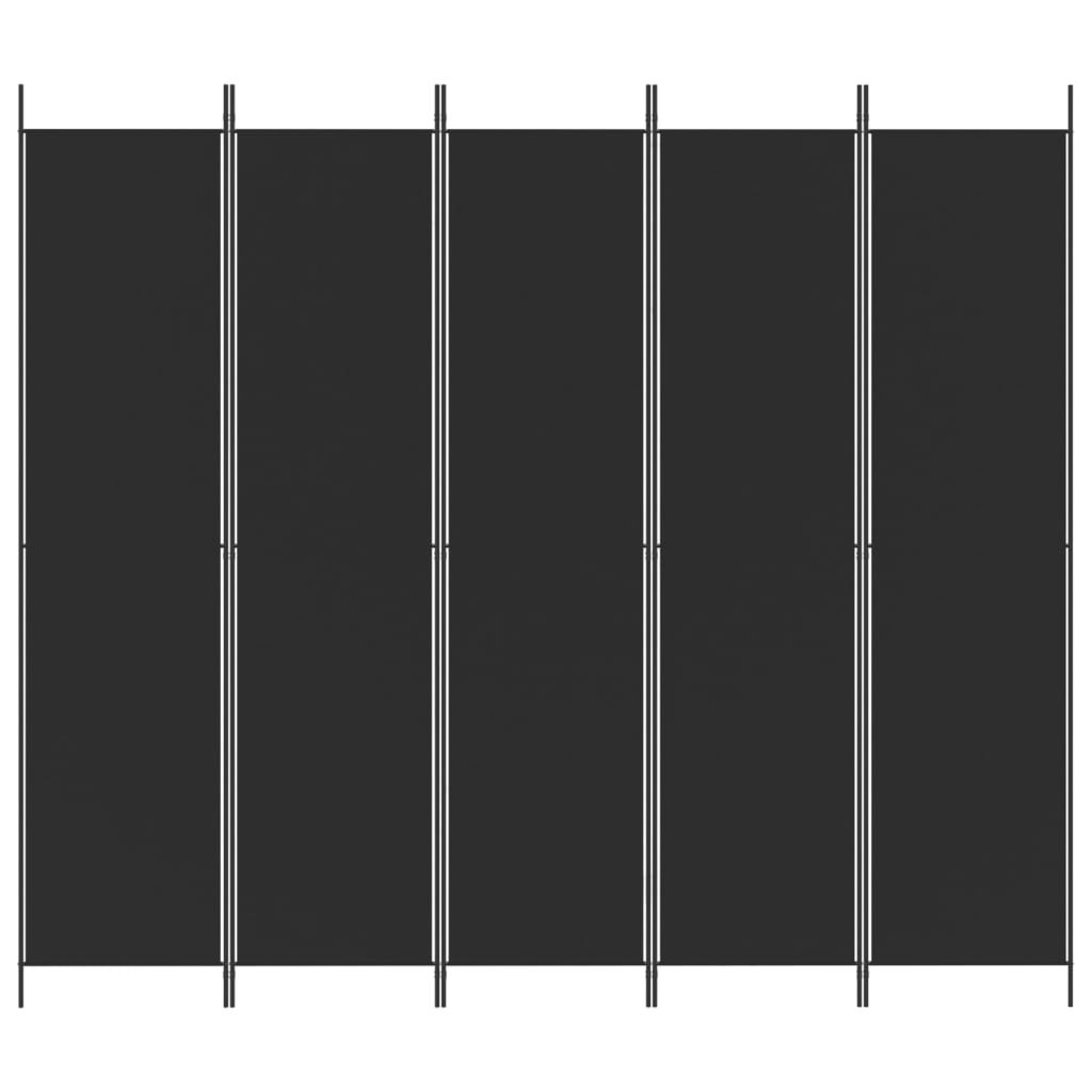 8720287196037_g_en_hd_1 vidaXL 5-Panel Room Divider Black 250x220 cm Fabric - Image 3