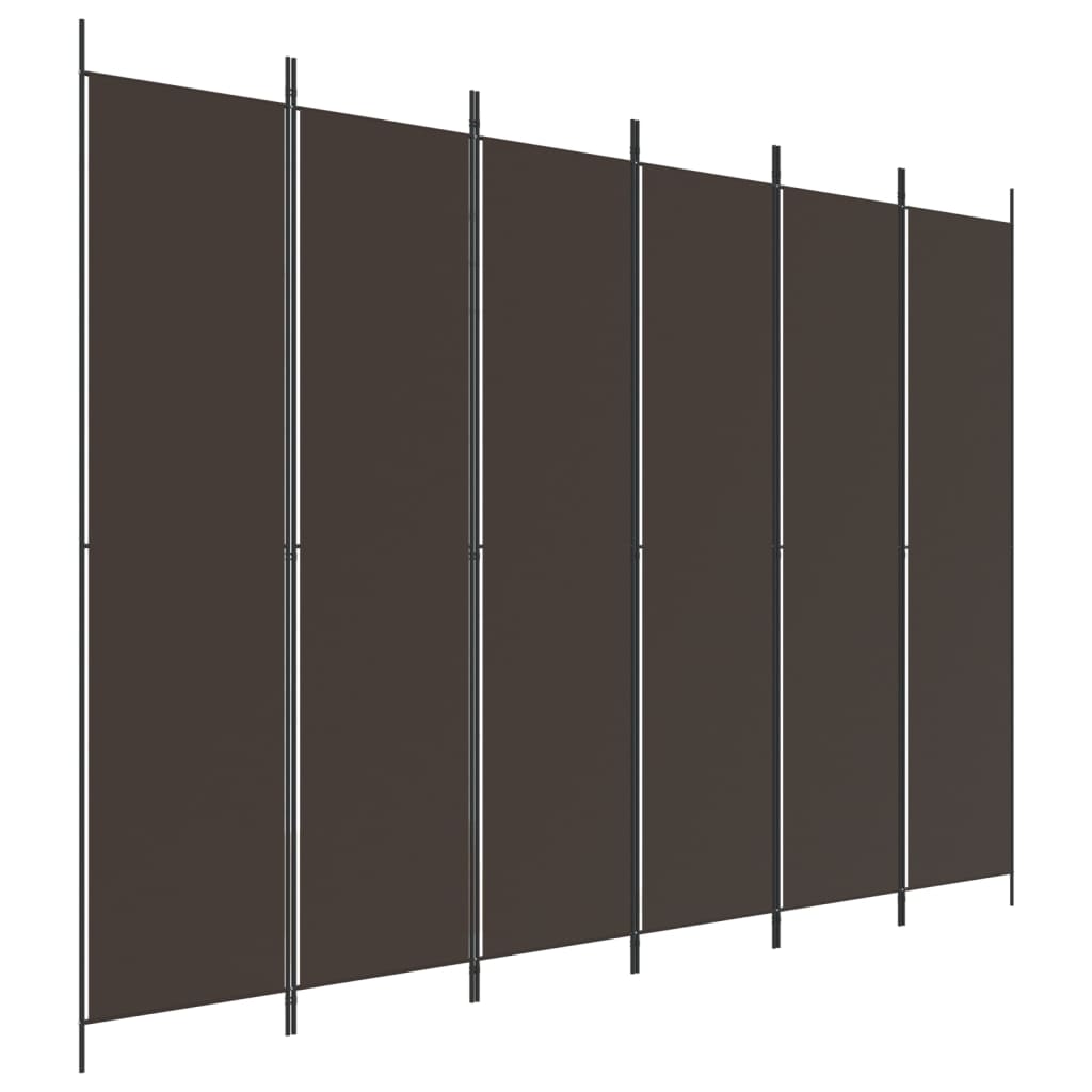 8720287196051_a_en_hd_1 vidaXL 6-Panel Room Divider Brown 300x220 cm Fabric - Image 2