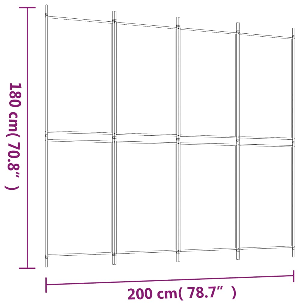 8720287196136_g_en_hd_6 vidaXL 4-Panel Room Divider Brown 200x180 cm Fabric - Image 8