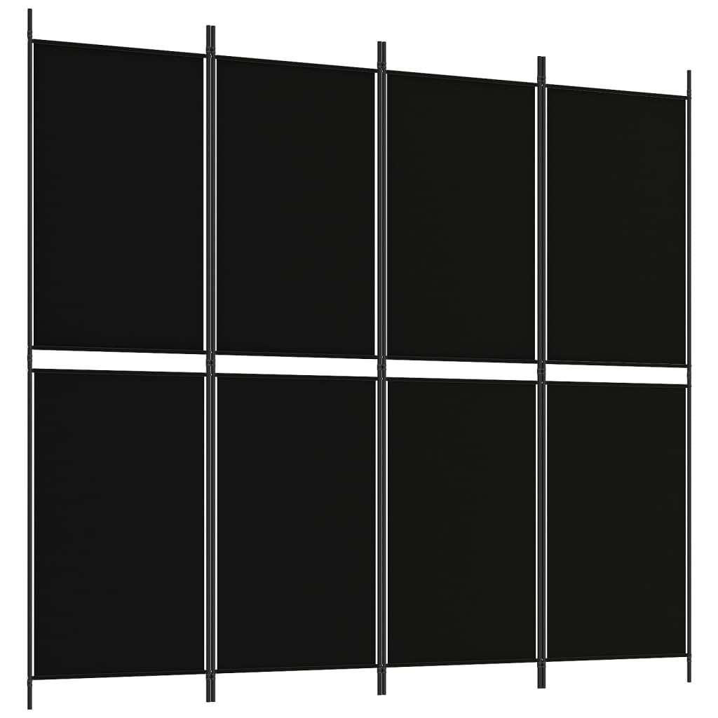 8720287196150_a_en_hd_1 vidaXL 4-Panel Room Divider Black 200x180 cm Fabric - Image 2