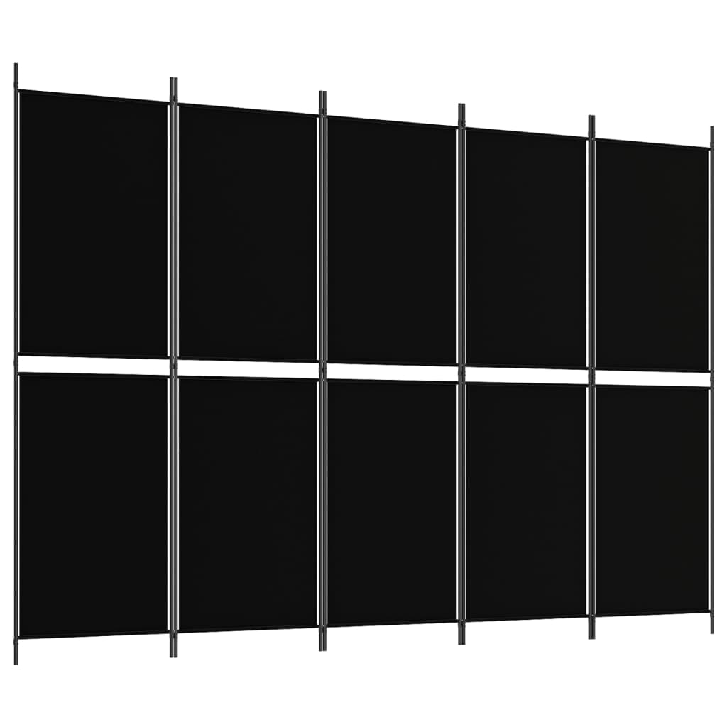 8720287196198_a_en_hd_1 vidaXL 5-Panel Room Divider Black 250x180 cm Fabric - Image 2