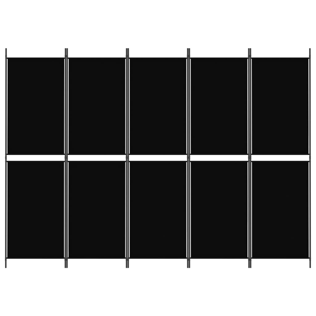 8720287196198_g_en_hd_1 vidaXL 5-Panel Room Divider Black 250x180 cm Fabric - Image 3