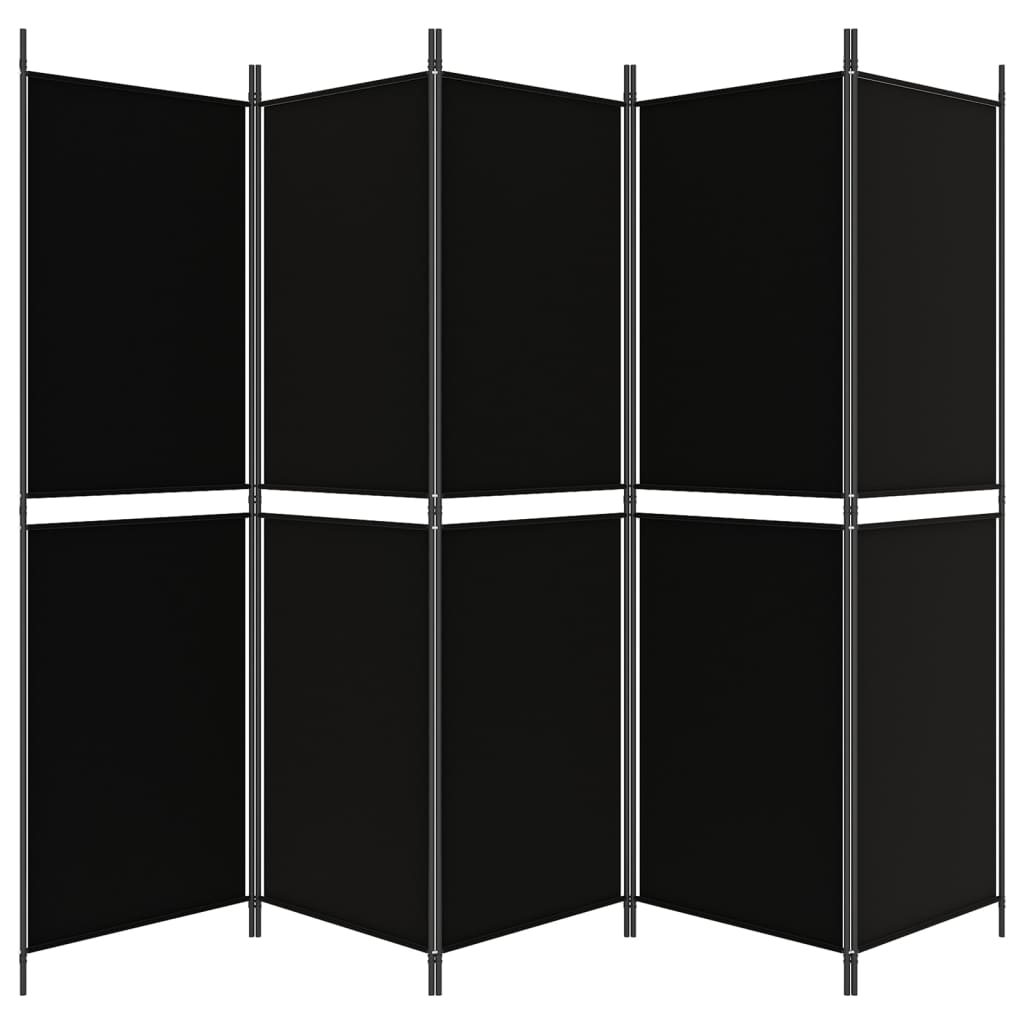 8720287196198_g_en_hd_2 vidaXL 5-Panel Room Divider Black 250x180 cm Fabric - Image 4
