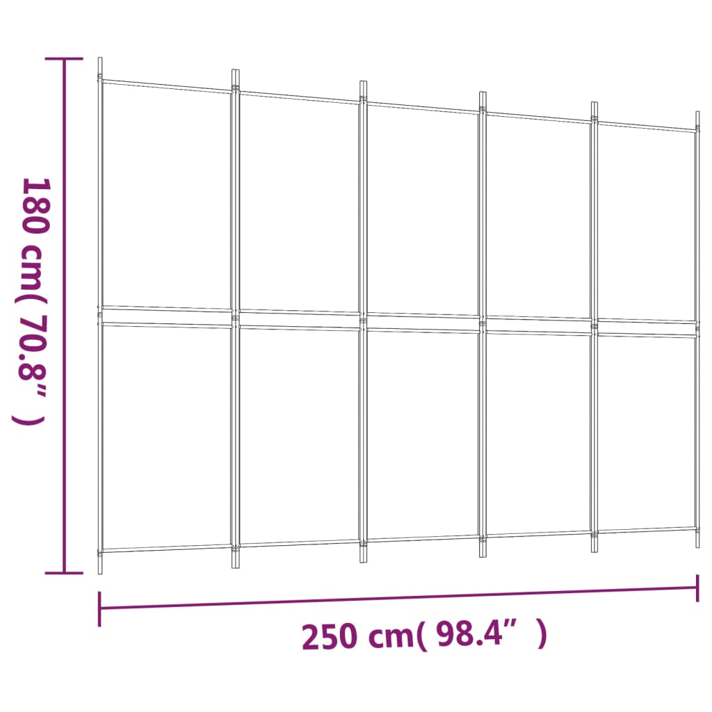 8720287196198_g_en_hd_6 vidaXL 5-Panel Room Divider Black 250x180 cm Fabric - Image 8