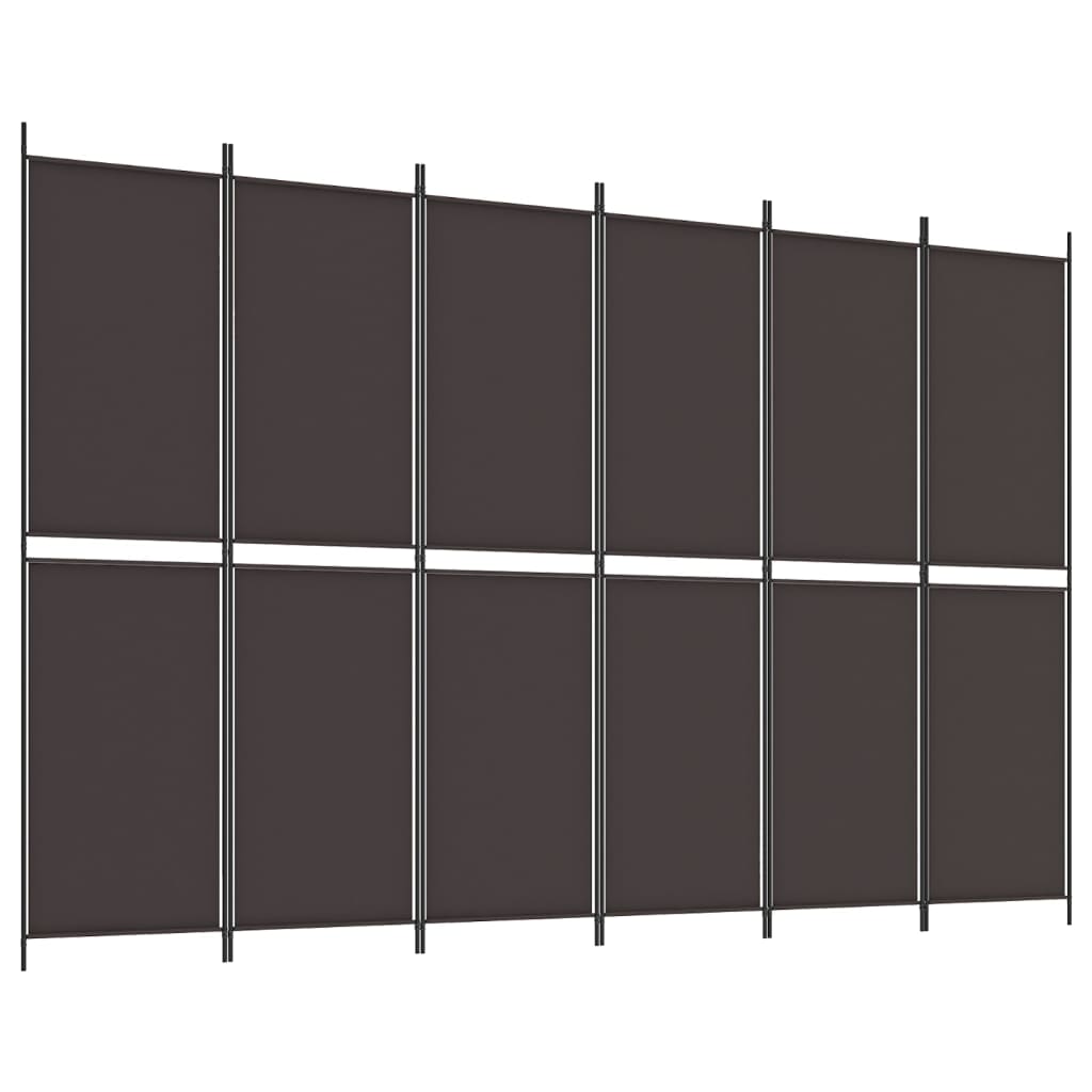 8720287196372_a_en_hd_1 vidaXL 6-Panel Room Divider Brown 300x200 cm Fabric - Image 2