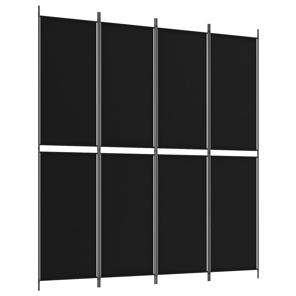 8720287196471_a_en_hd_1 vidaXL 4-Panel Room Divider Black 200x220 cm Fabric - Image 2