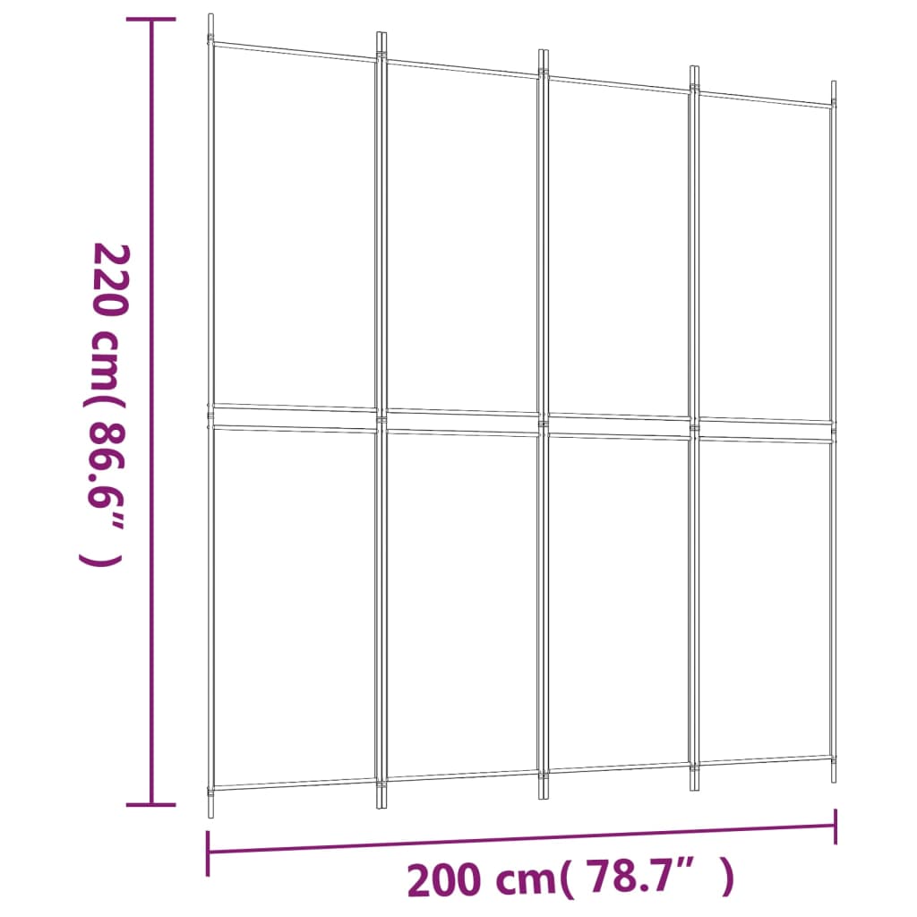 8720287196471_g_en_hd_6 vidaXL 4-Panel Room Divider Black 200x220 cm Fabric - Image 8