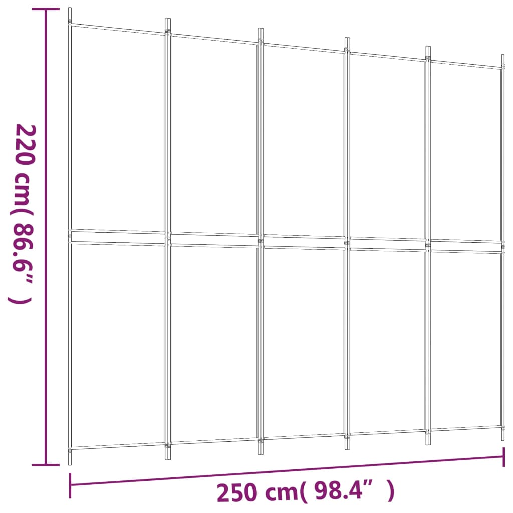 8720287196501_g_en_hd_6 vidaXL 5-Panel Room Divider Anthracite 250x220 cm Fabric - Image 8