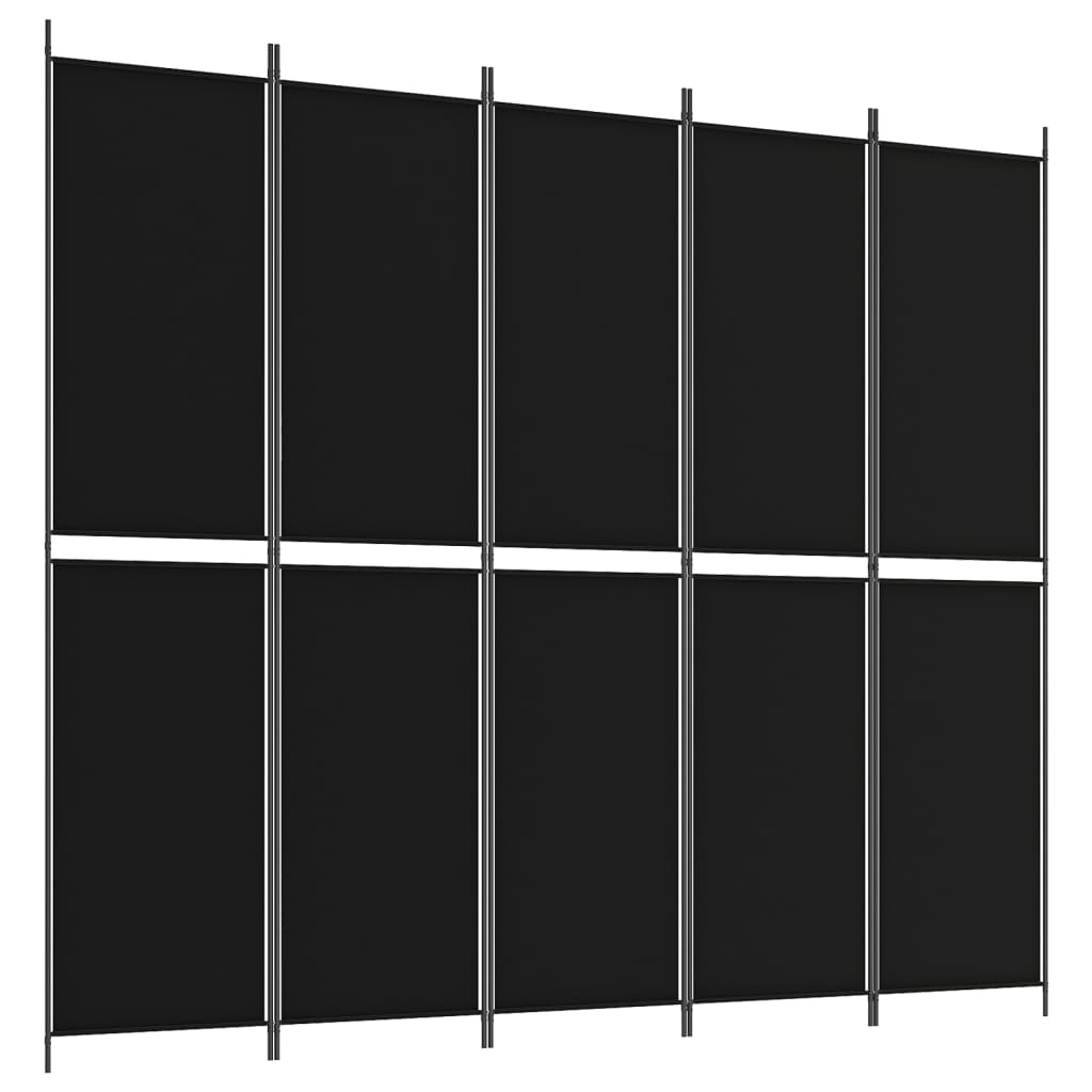 8720287196518_a_en_hd_1 vidaXL 5-Panel Room Divider Black 250x220 cm Fabric - Image 2