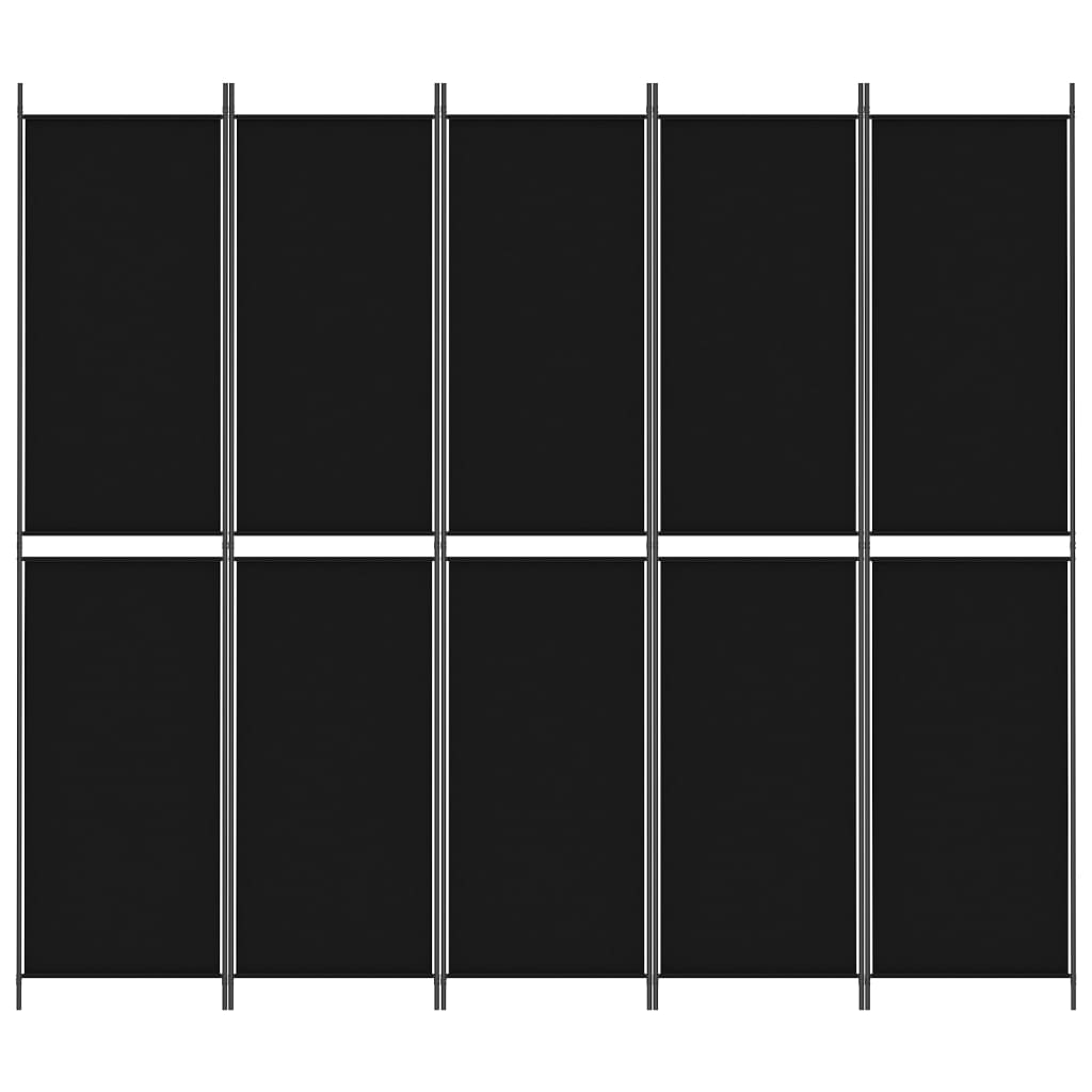 8720287196518_g_en_hd_1 vidaXL 5-Panel Room Divider Black 250x220 cm Fabric - Image 3