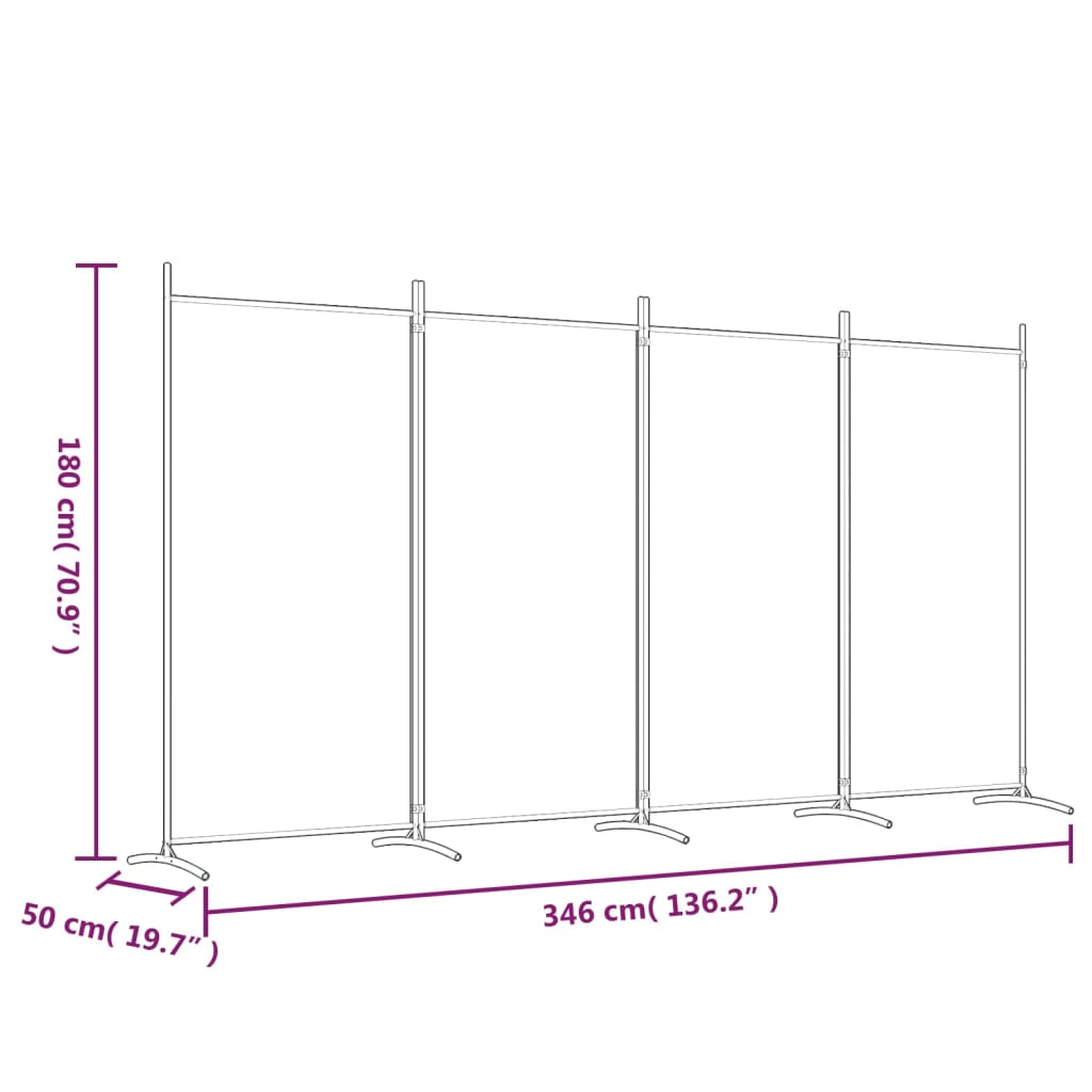 8720287196617_g_en_hd_6 vidaXL 4-Panel Room Divider Brown 346x180 cm Fabric - Image 8