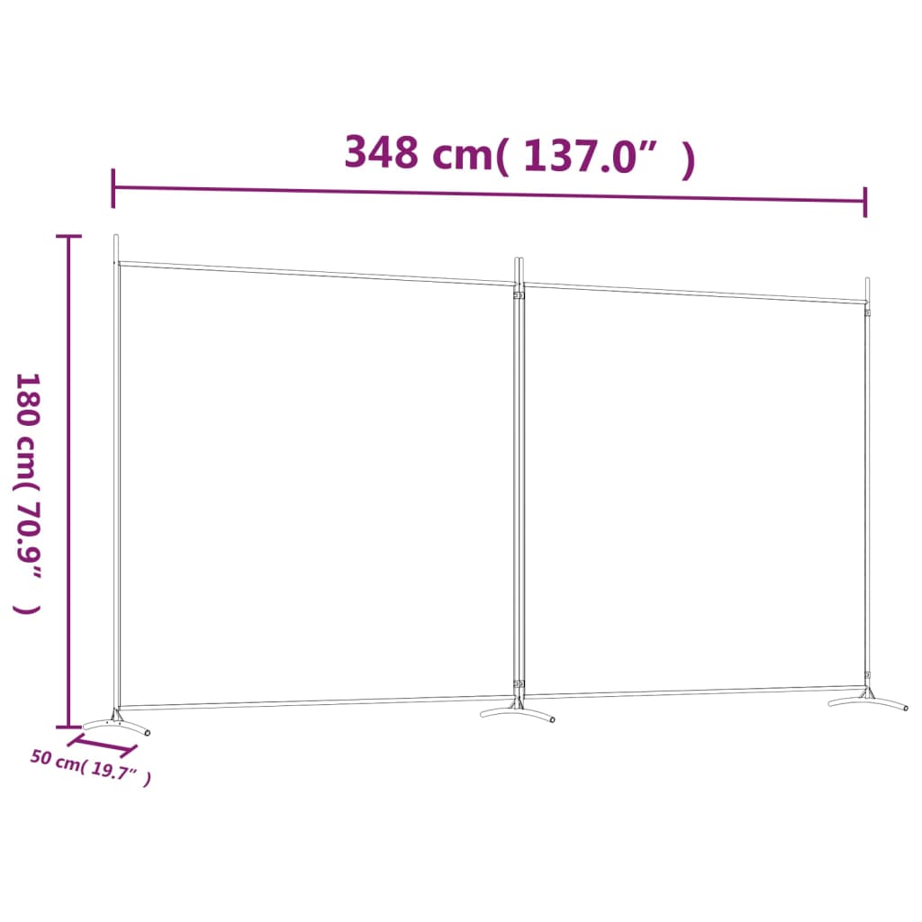 8720287196730_g_en_hd_6 vidaXL 2-Panel Room Divider Brown 348x180 cm Fabric - Image 8