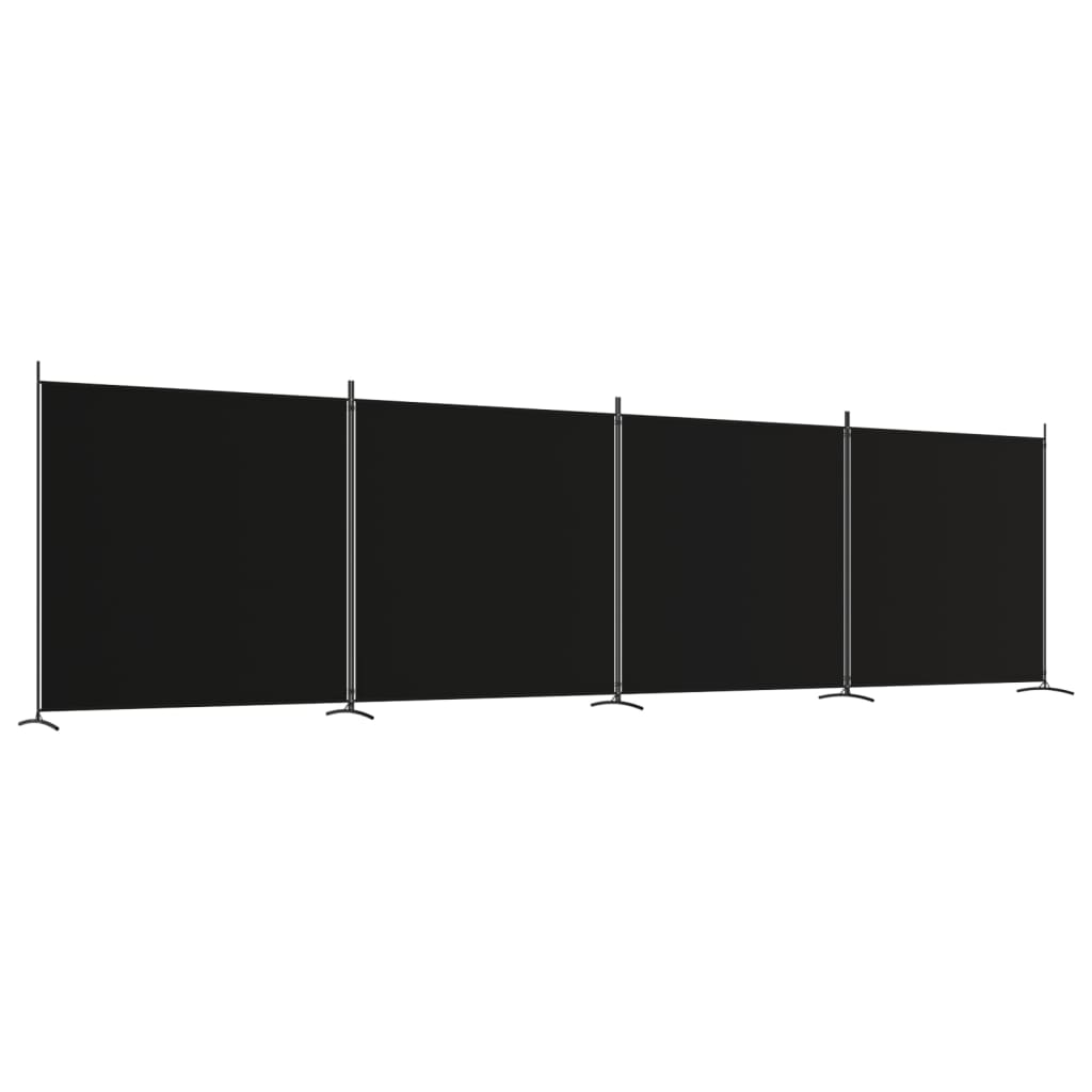 8720287196839_a_en_hd_1 vidaXL 4-Panel Room Divider Black 698x180 cm Fabric - Image 2