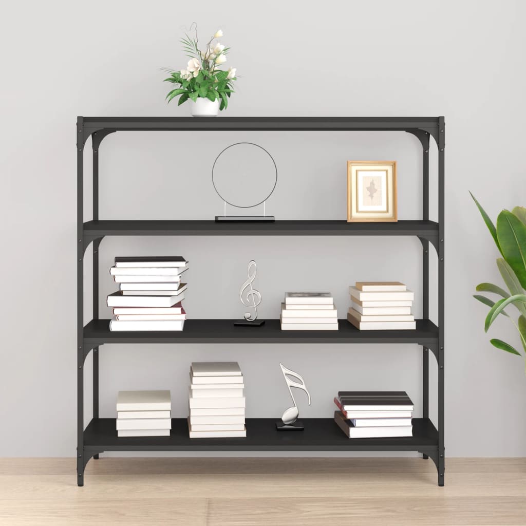 8720287197393_g_en_hd_1 vidaXL Book Cabinet Black 100x33x100 cm Engineered Wood and Steel - Image 4