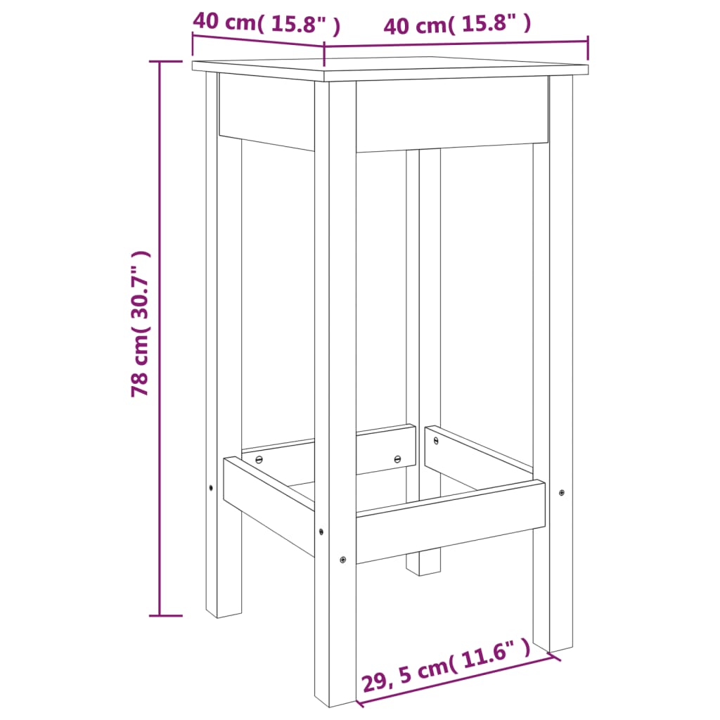 8720287206361_g_en_hd_4 vidaXL Bar Chairs 2 pcs Grey 40x40x78 cm Solid Wood Pine - Image 6