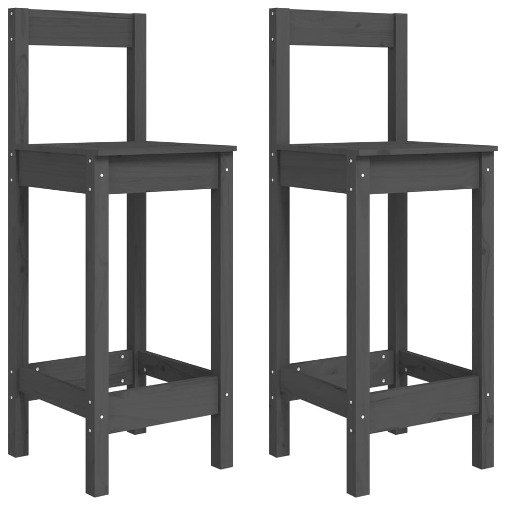 8720287206415_a_en_hd_1 vidaXL Bar Chairs 2 pcs Grey 40x41.5x112 cm Solid Wood Pine - Image 2