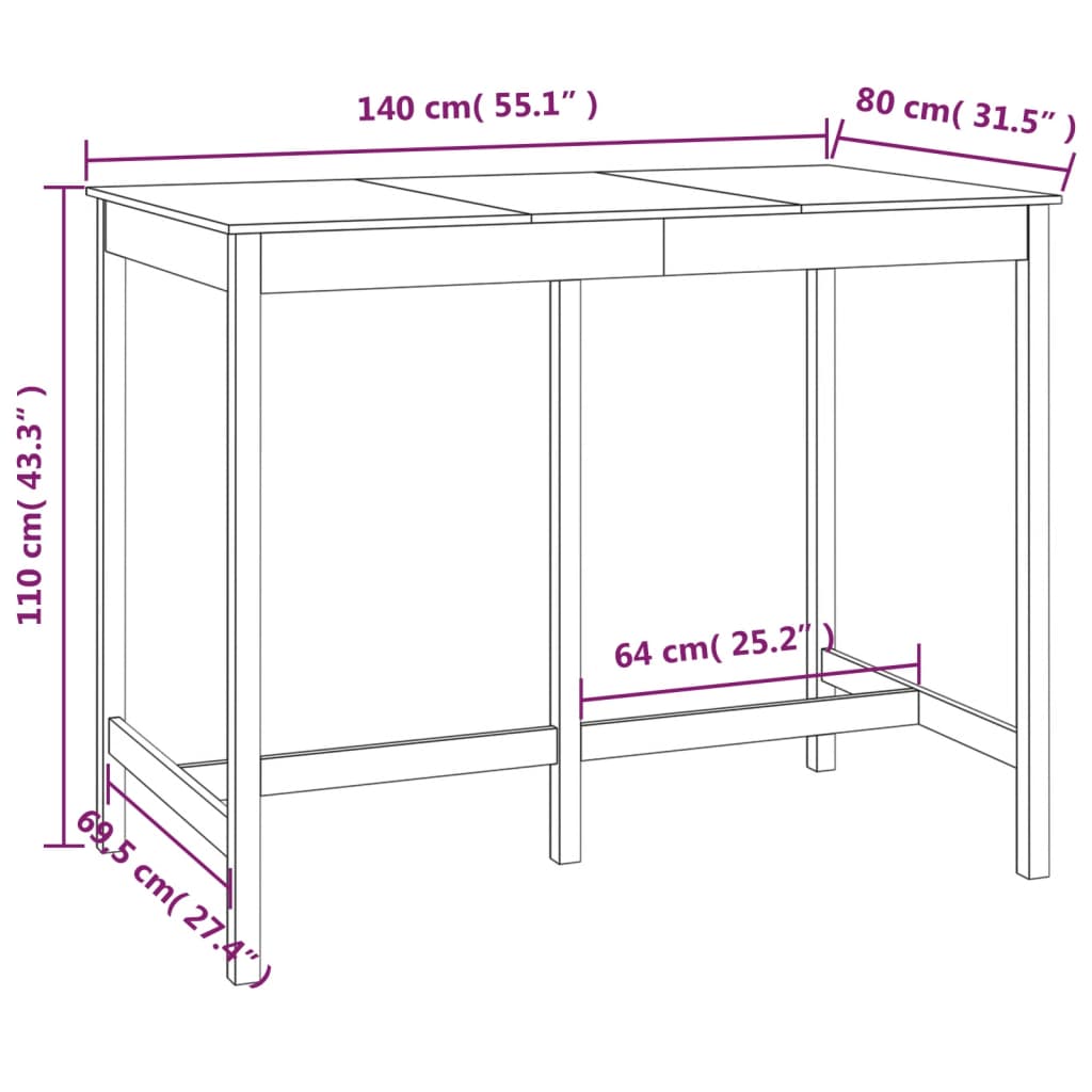 8720287206545_g_en_hd_6 vidaXL Bar Table 140x80x110 cm Solid Wood Pine - Image 8