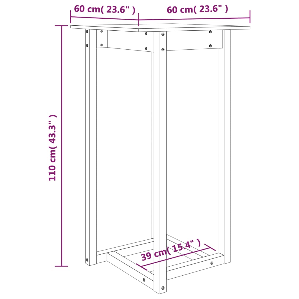 8720287206750_g_en_hd_5 vidaXL Bar Table White 60x60x110 cm Solid Wood Pine - Image 7