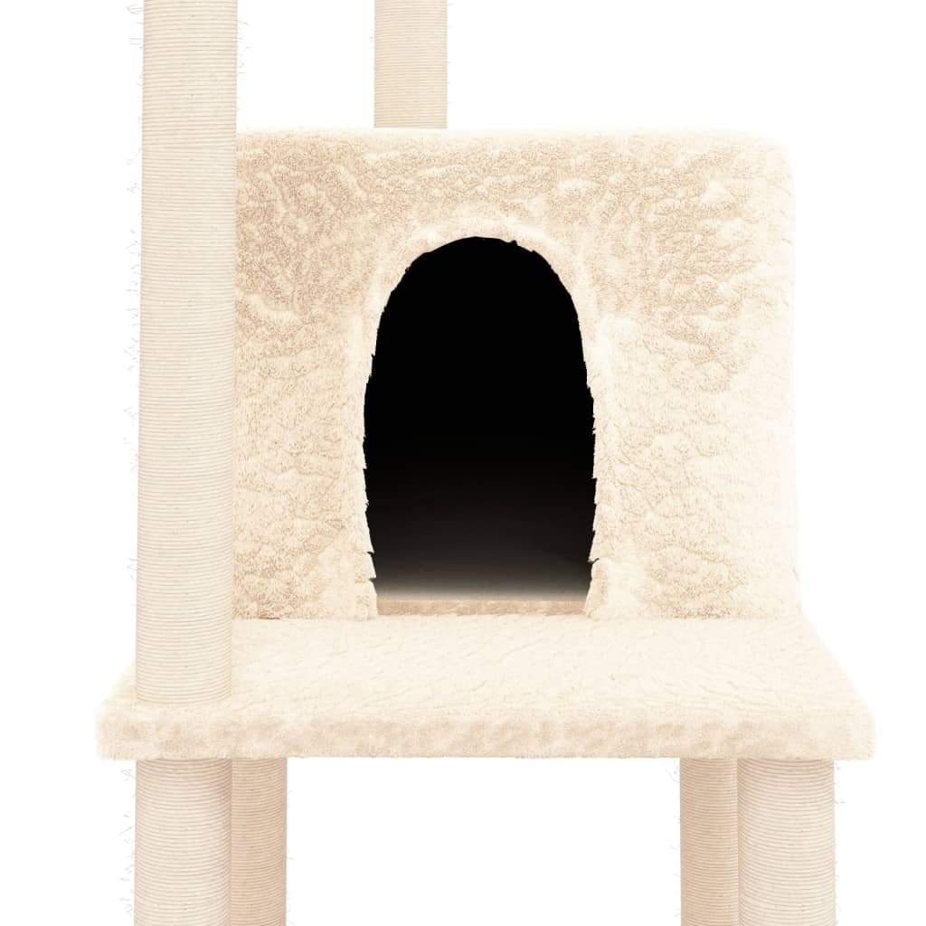 8720287213437_g_en_hd_4 vidaXL Cat Tree with Sisal Scratching Posts Cream 144.5 cm - Image 6