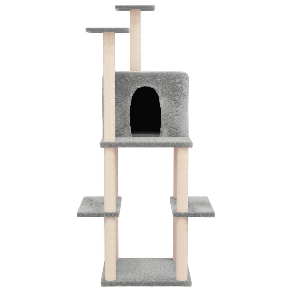 8720287213444_g_en_hd_1 vidaXL Cat Tree with Sisal Scratching Posts Light Grey 144.5 cm - Image 3