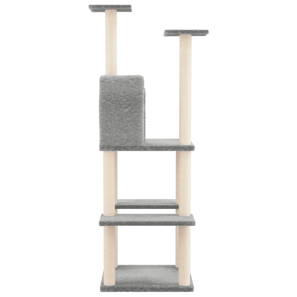 8720287213444_g_en_hd_2 vidaXL Cat Tree with Sisal Scratching Posts Light Grey 144.5 cm - Image 4
