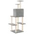 vidaXL Cat Tree with Sisal Scratching Posts Light Grey 144.5 cm - Image 5