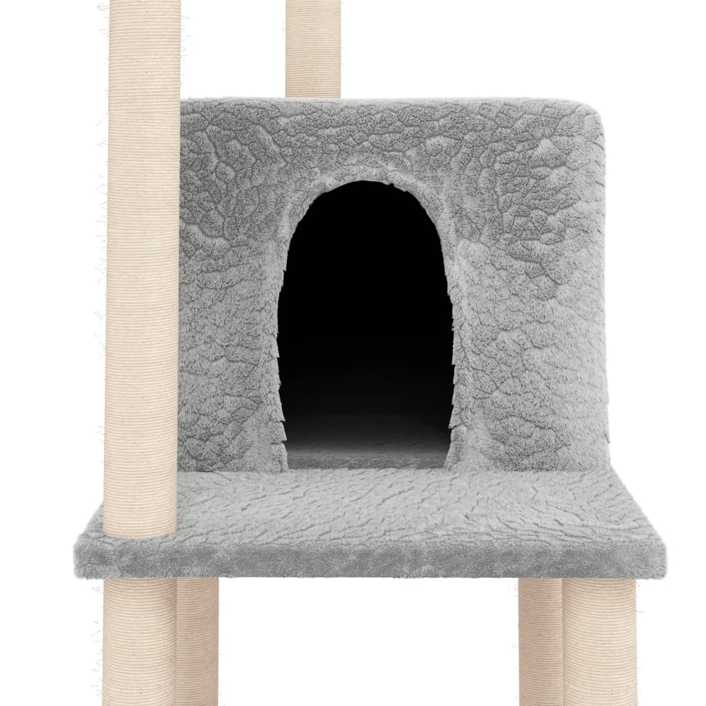 8720287213444_g_en_hd_4 vidaXL Cat Tree with Sisal Scratching Posts Light Grey 144.5 cm - Image 6