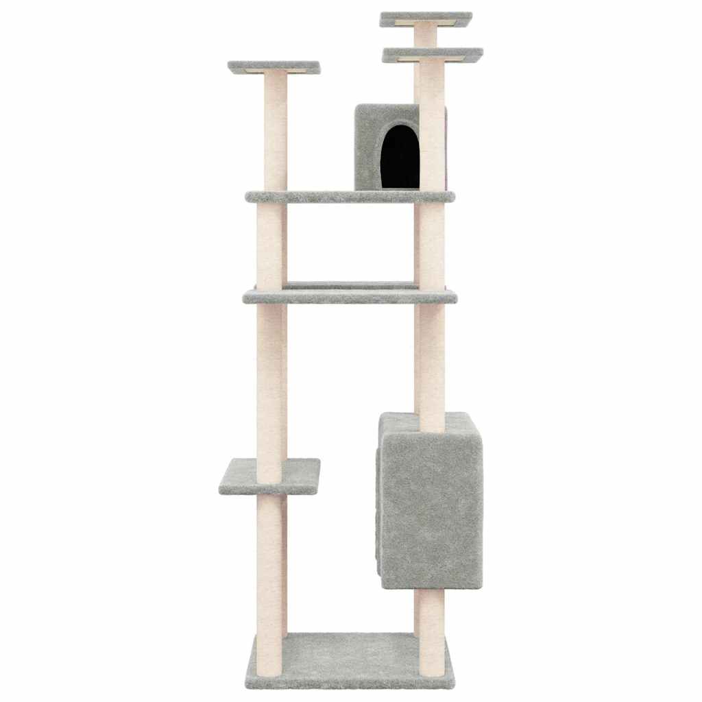 8720287213475_g_en_hd_1 vidaXL Cat Tree with Sisal Scratching Posts Light Grey 162 cm - Image 3