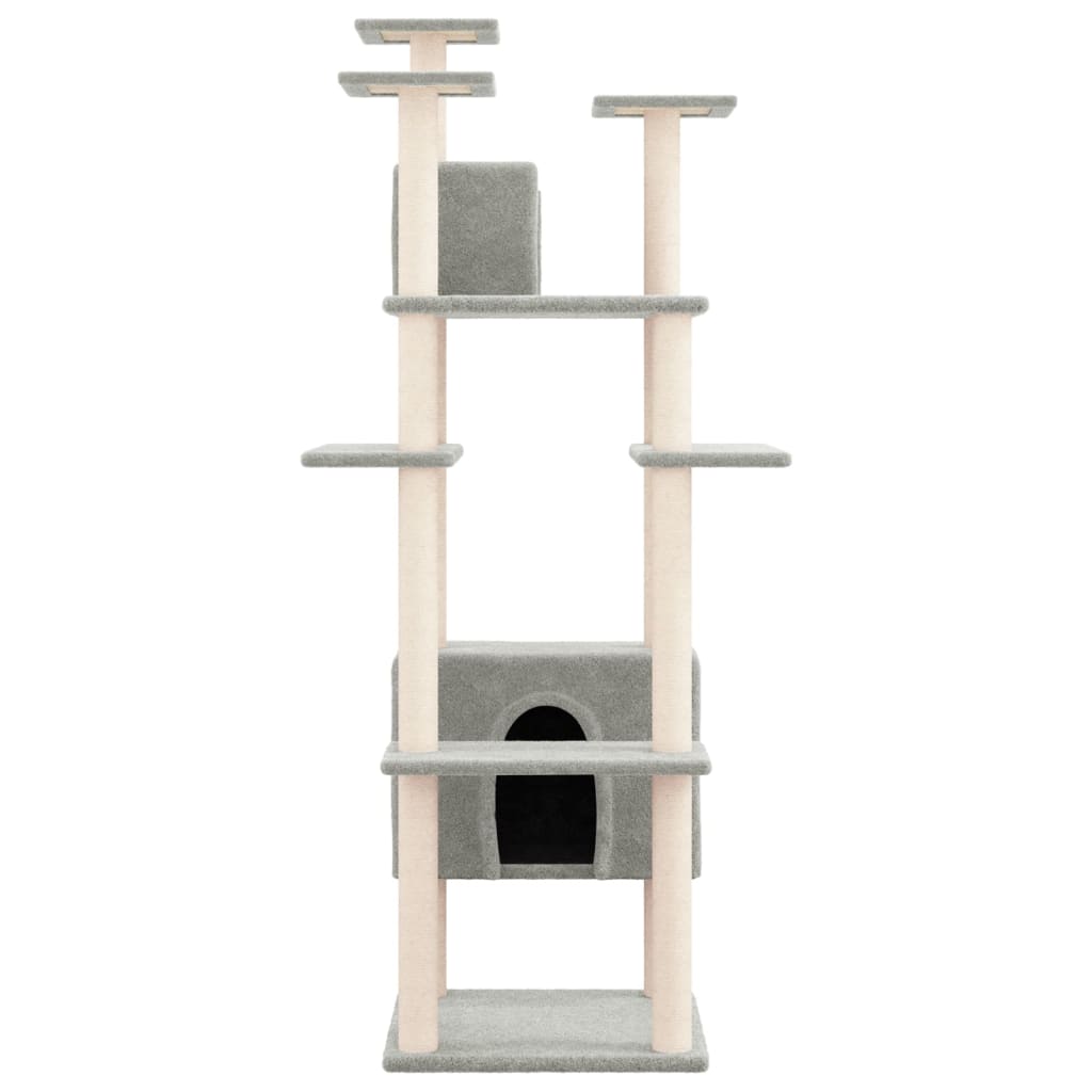 8720287213475_g_en_hd_2 vidaXL Cat Tree with Sisal Scratching Posts Light Grey 162 cm - Image 4