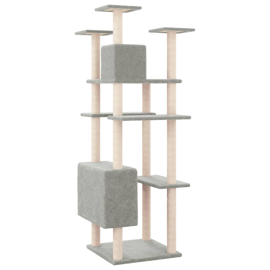 8720287213475_g_en_hd_3 vidaXL Cat Tree with Sisal Scratching Posts Light Grey 162 cm - Image 5