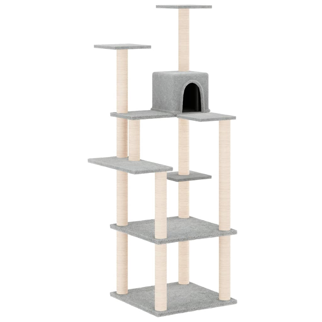 8720287213505_a_en_hd_1 vidaXL Cat Tree with Sisal Scratching Posts Light Grey 153 cm - Image 2